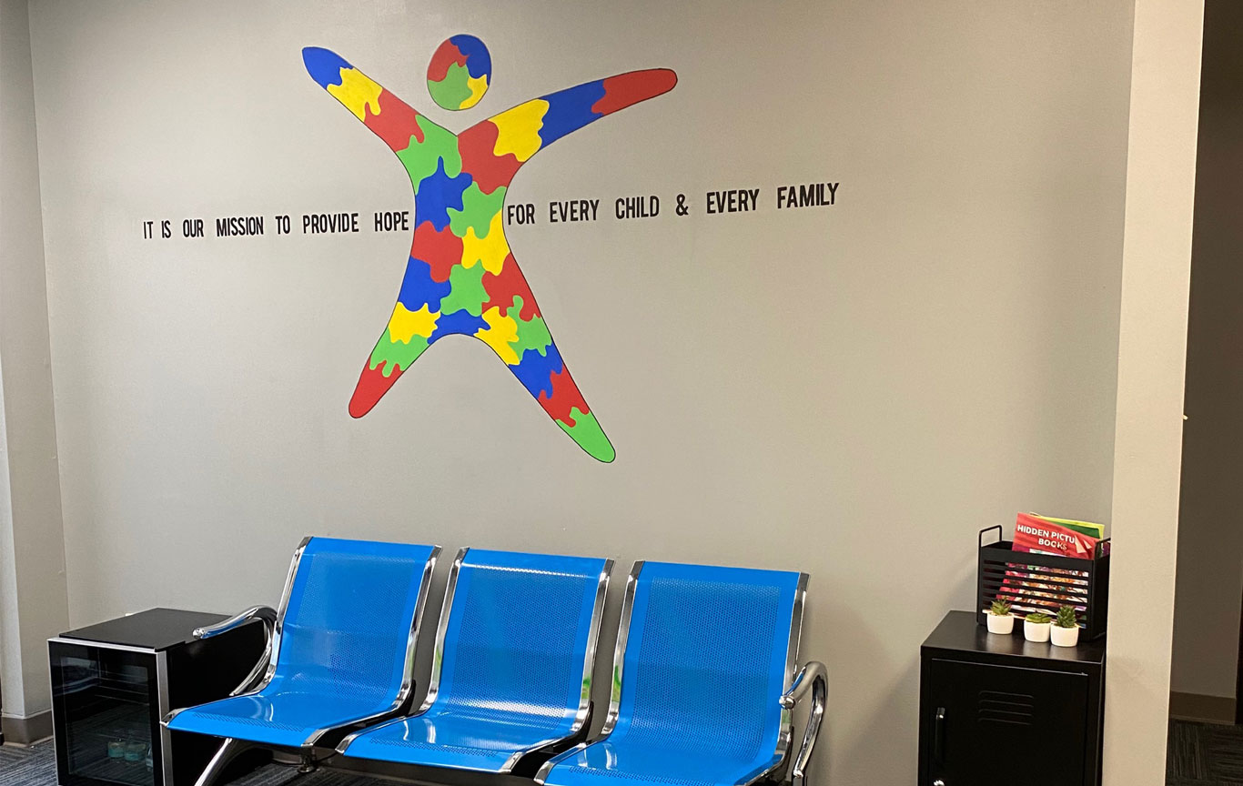 A reception area inside the Lighthouse Autism Center Greenfield location