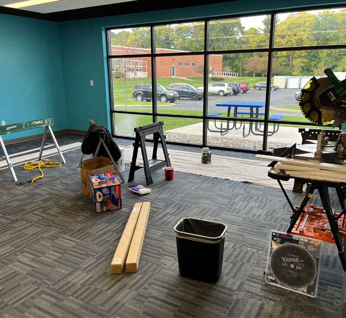 A therapy room being renovated at the South Bend Lighthouse Autism Center