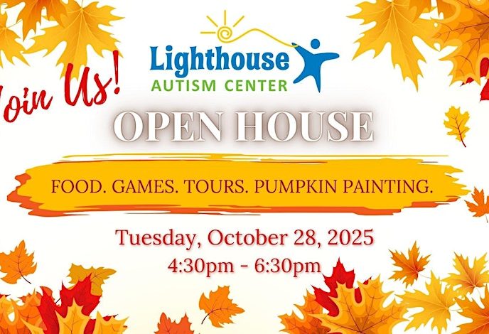 graphic detailing open house at lighthouse autism center in smithfield north carolina